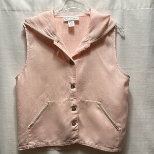COOL COTTON Sleeveless Pink Button Down Shirt